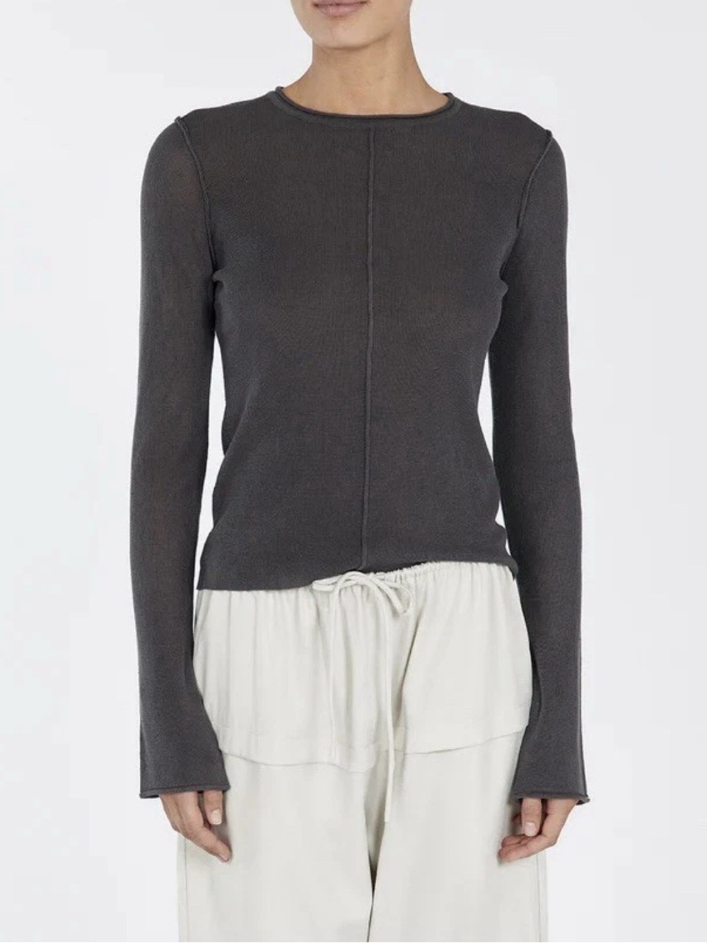 DISSH Linen Blend Top Gray Revolve Zara Mango Aritzia Aere COS With Jean Sezane